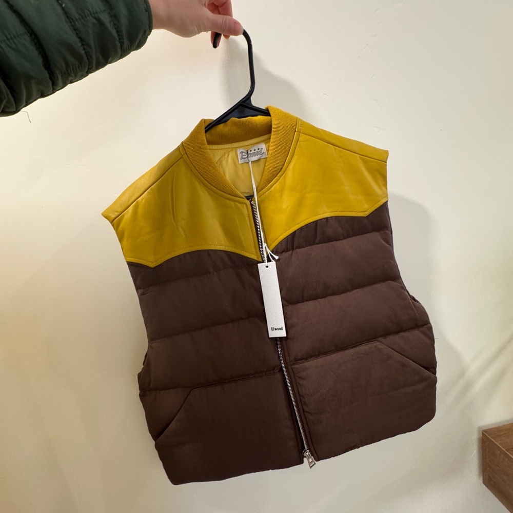 Yellow and Brown western Puffer Vest